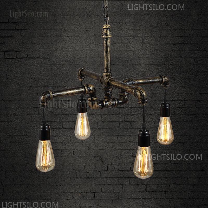 4 6-lights Industrial Vintage Pendant Water Pipe Lamp Steampunk Ceiling 