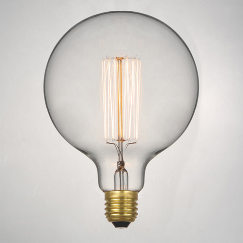 Retro Edison Filament Light Bulb. Large Round Bulb G125 40W (3 6 pack)