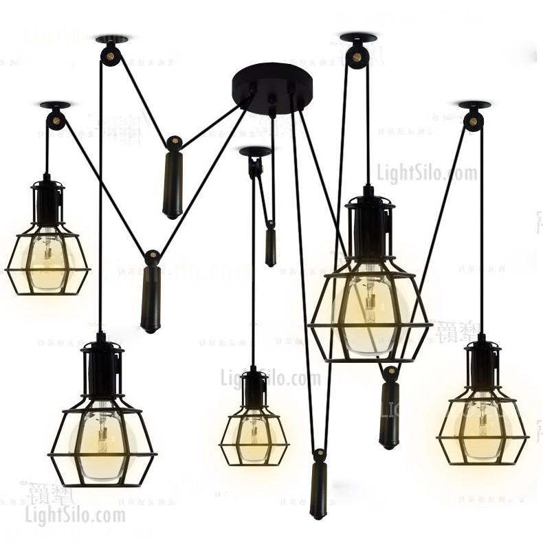 Multi head Work Lamp Cage Chandelier